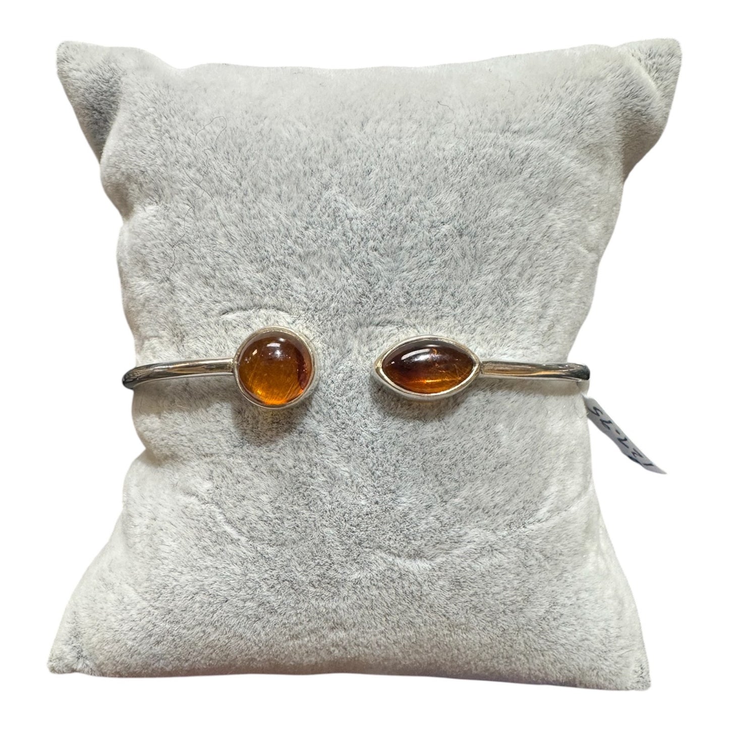 Amber - Sterling Silver - Adjustable Stone Bracelet
