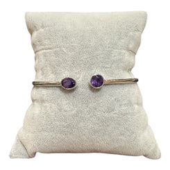 Amethyst - Sterling Silver - Adjustable Stone Bracelet