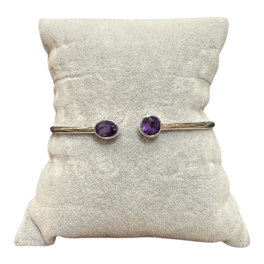Amethyst - Sterling Silver - Adjustable Stone Bracelet