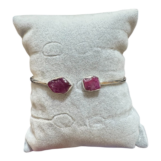 Ruby - Sterling Silver Adjustable Stone Bracelet