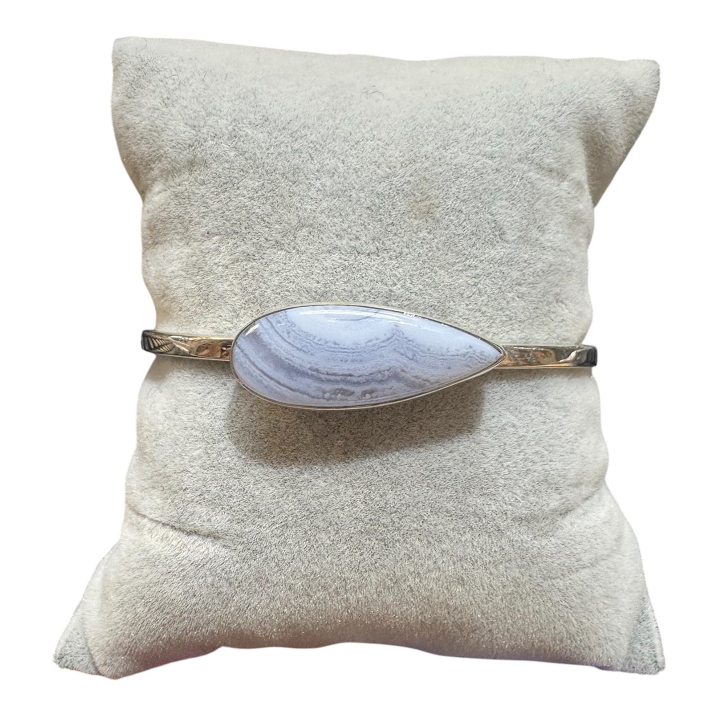 Blue Lace Agate - Sterling Silver - Adjustable Bracelet