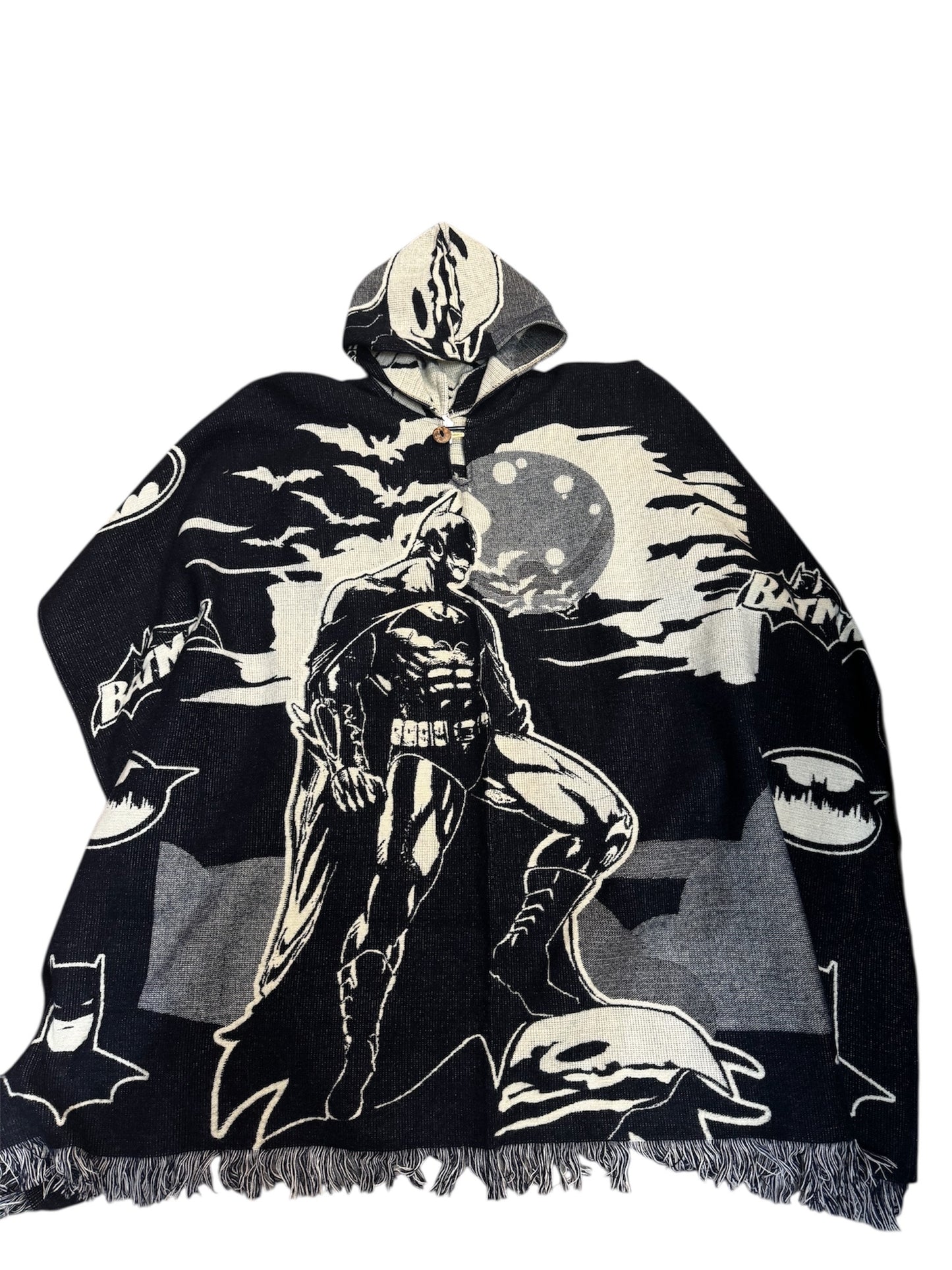 Hand Woven "Batman" Poncho - Made In Ecuador - Ethically Sourced Alpaca Wool