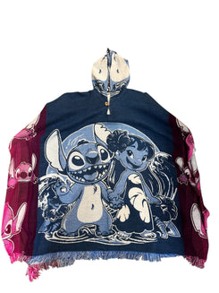 Hand Woven "Lilo & Stitch" Poncho - Made In Ecuador - Ethically Sourced Alpaca Wool