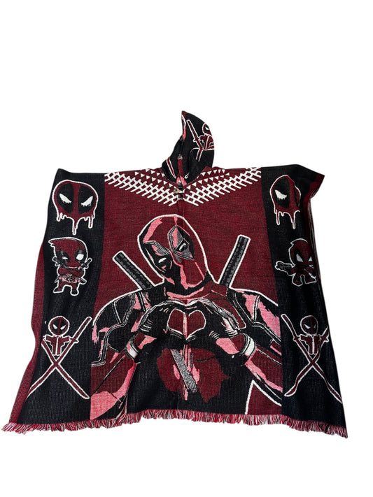 Hand Woven "Deadpool" Poncho - Made In Ecuador - Ethically Sourced Alpaca Wool