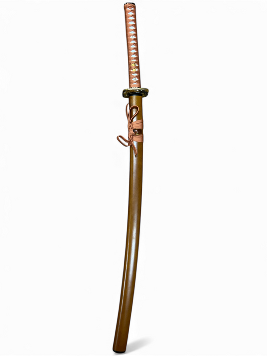 Brown Warrior Katana - 1045 High Carbon Steel - Orange Oil Slick Blade