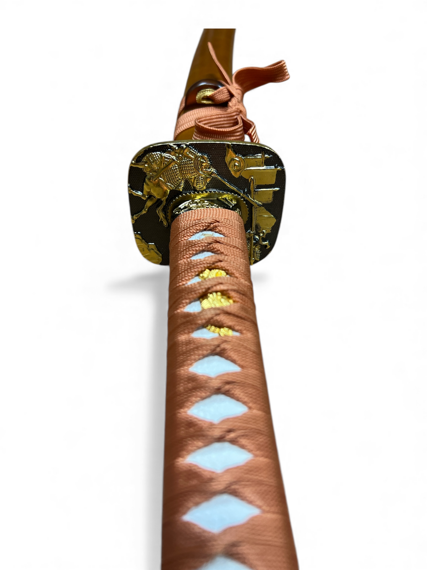 Brown Warrior Katana - 1045 High Carbon Steel - Orange Oil Slick Blade