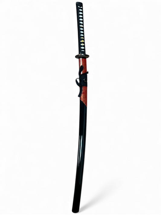 Obsidian Ember Katana - 1045 High Carbon Steel - Brass Alloy Tsuba