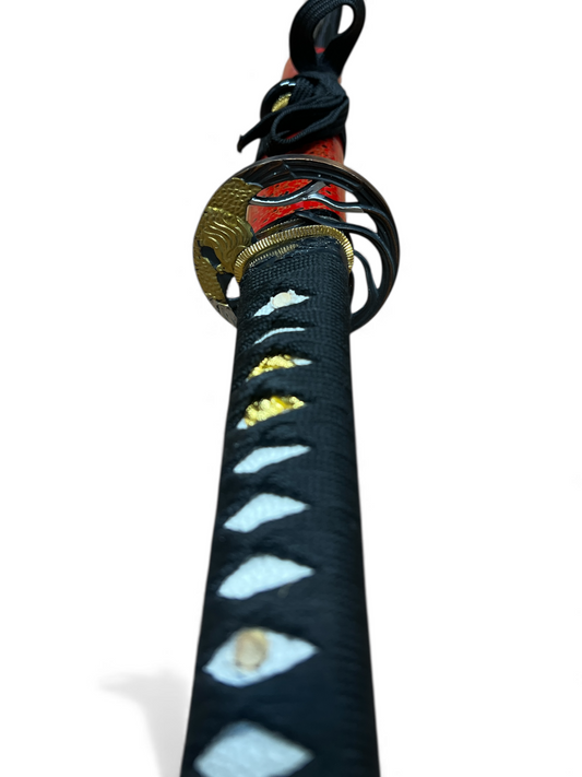 Obsidian Ember Katana - 1045 High Carbon Steel - Brass Alloy Tsuba