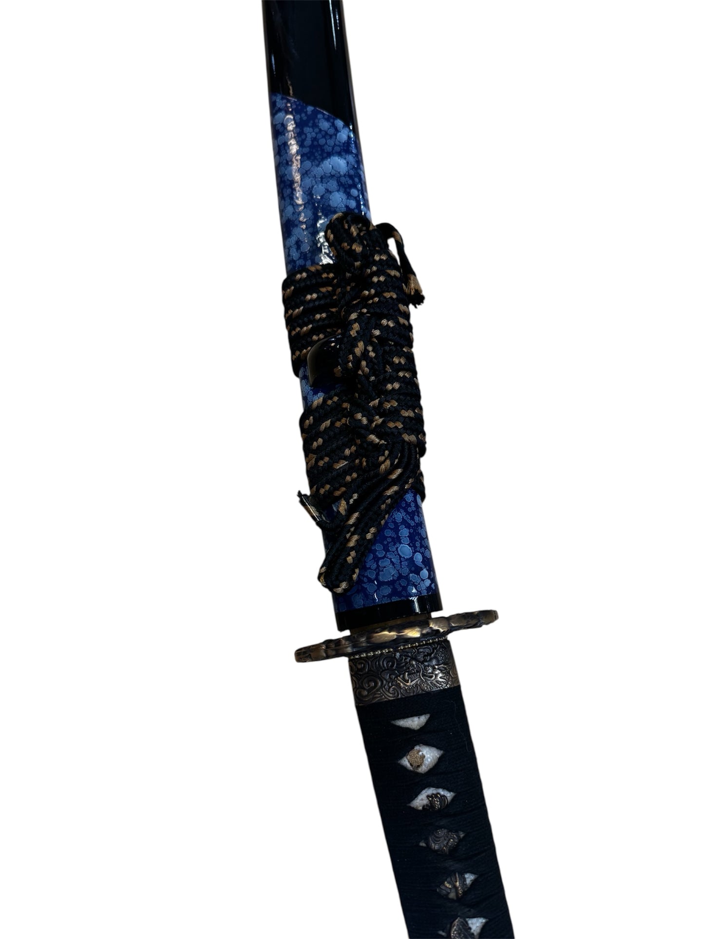 Sokojikara Hammer Worked Katana - Hand Forged Damascus - Genuine Ray Skin - Metal Alloy Dragon Tsuba