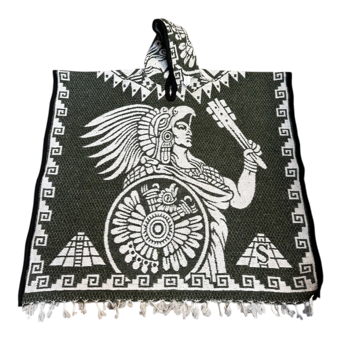 Hand Woven Poncho - Made From Alpaca Wool - Heavy Duty (Green)