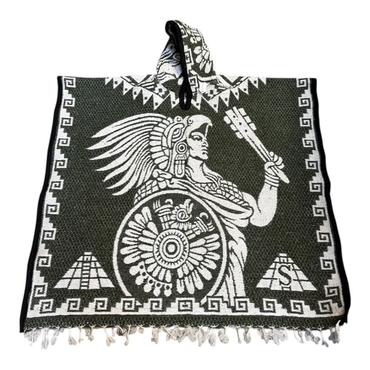 Hand Woven Poncho - Made From Alpaca Wool - Heavy Duty (Green)