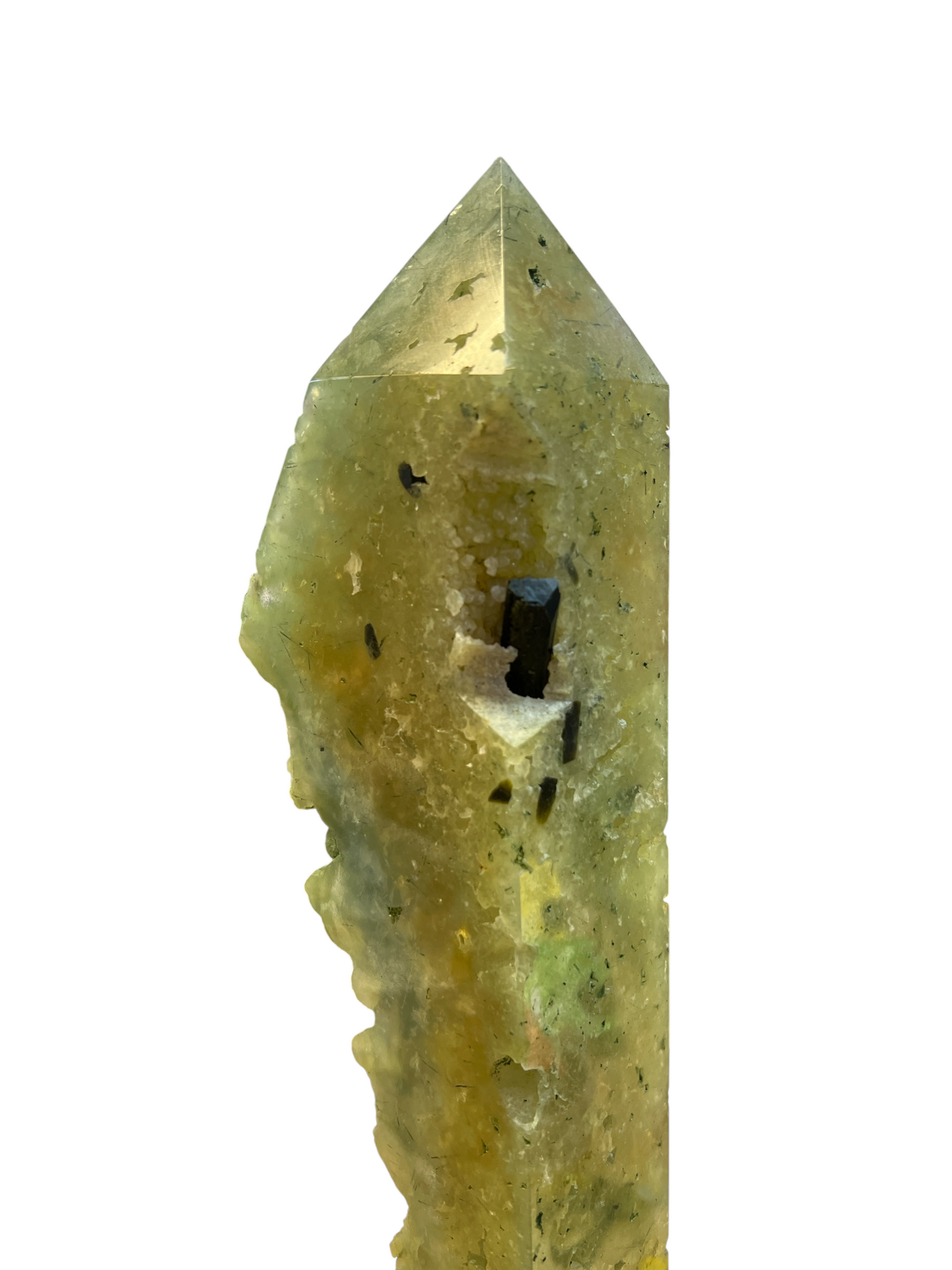 "A" Grade Rough & Polished Prehnite Tower