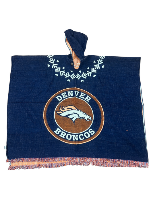 Hand Woven Broncos Poncho - Made From Alpaca (Ecuador)