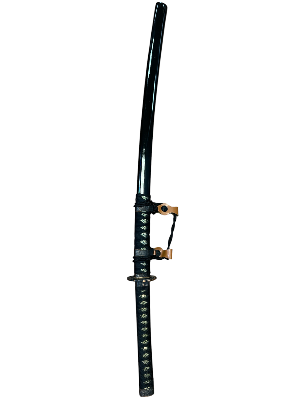 Ebony Tachi Katana - Tungsten Infused Damascus - Leather & Cord Tashi
