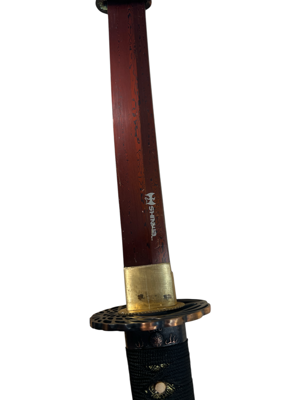 Ebony Tachi Katana - Tungsten Infused Damascus - Leather & Cord Tashi
