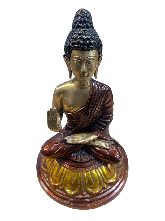 Brass Thai Buddha - Hand Made - 11.5" x 7" - 9lbs