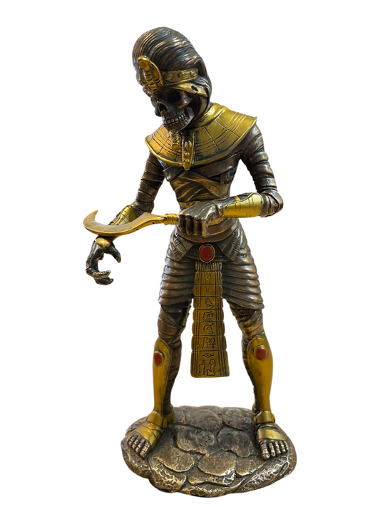 Egyptian Mummy Figurine - Bronze Plated - 11" x 5"