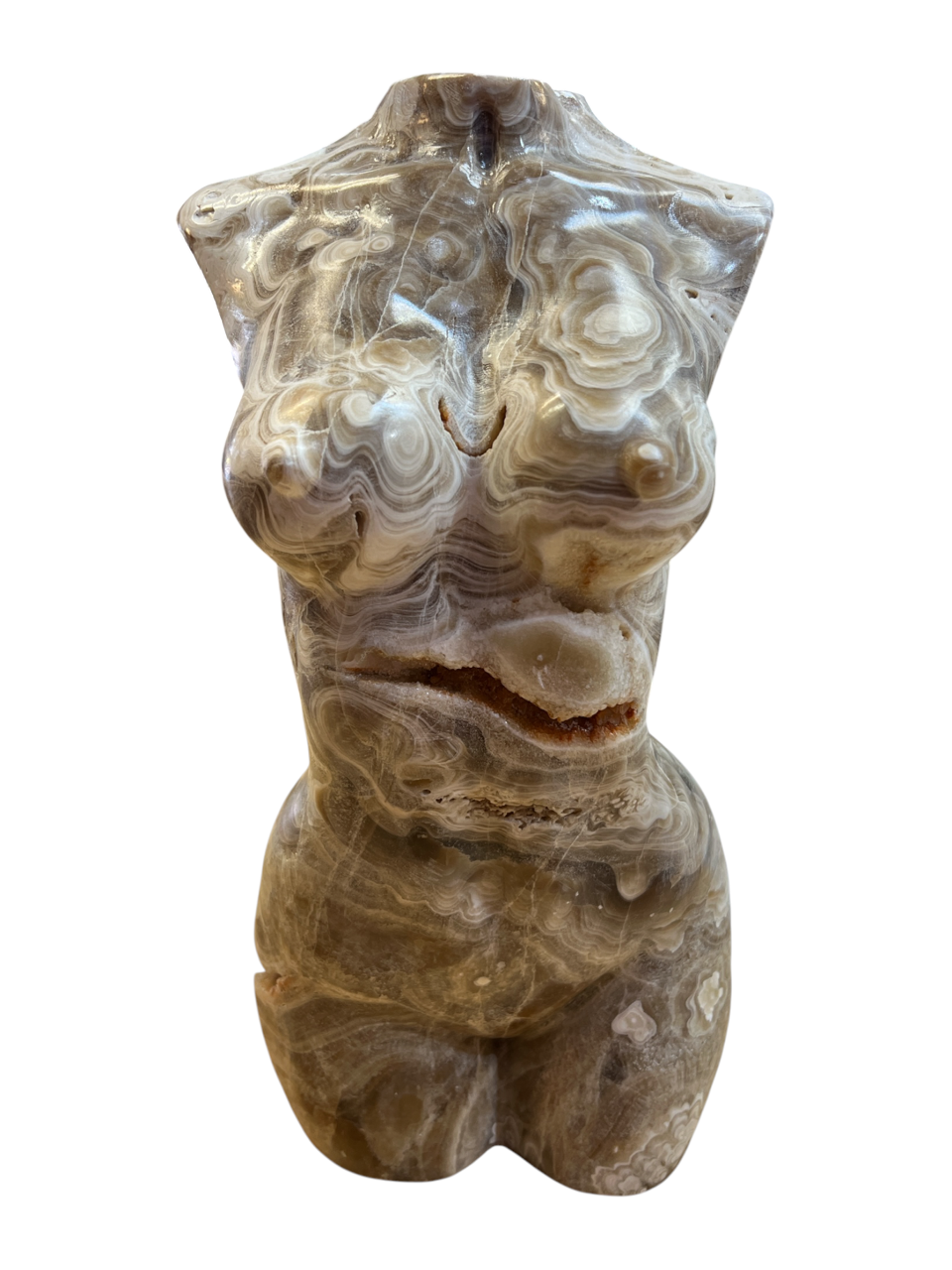 Chocolate Calcite Lady Figure - Hand Carved - 14" x 7"
