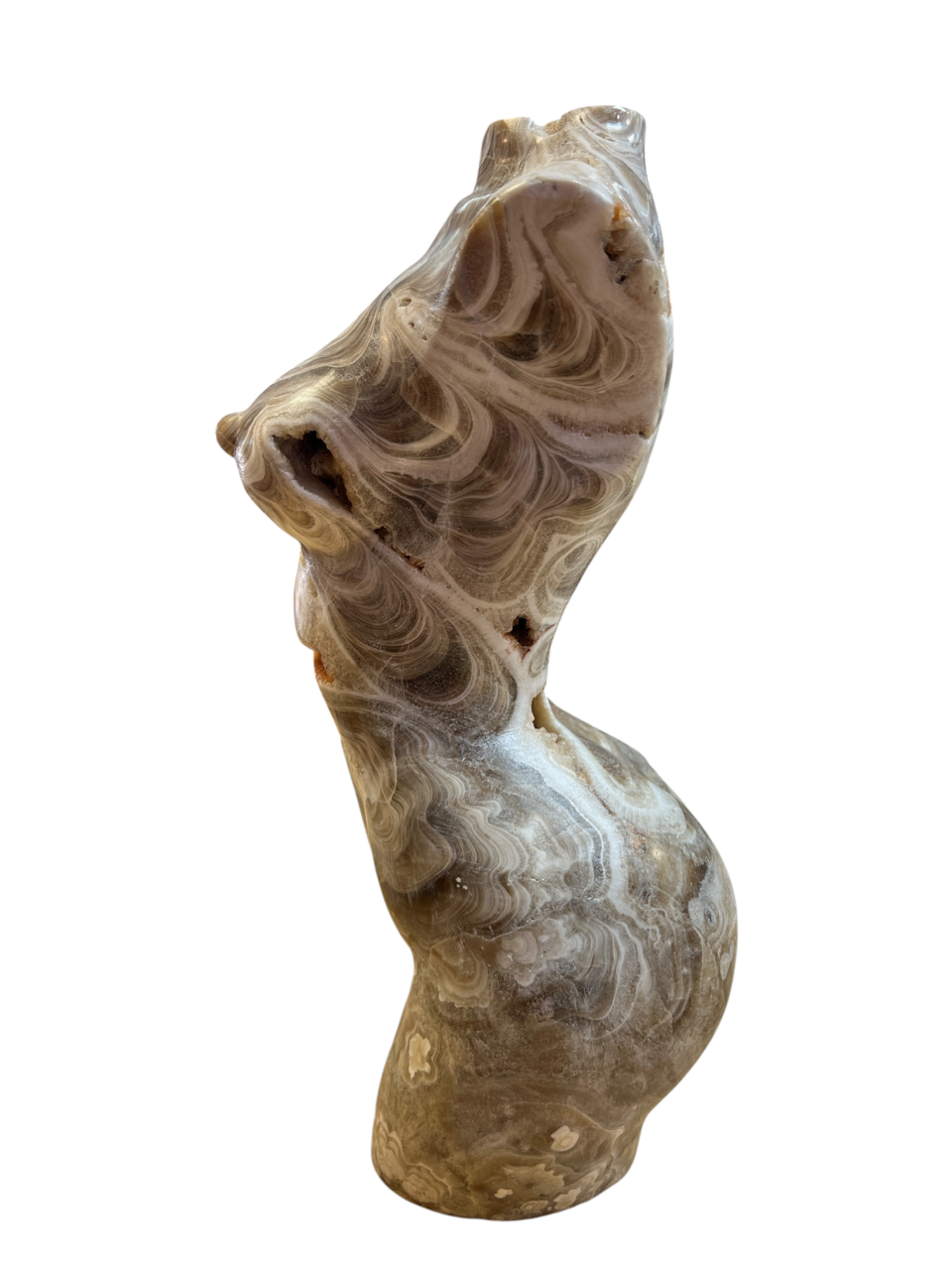 Chocolate Calcite Lady Figure - Hand Carved - 14" x 7"
