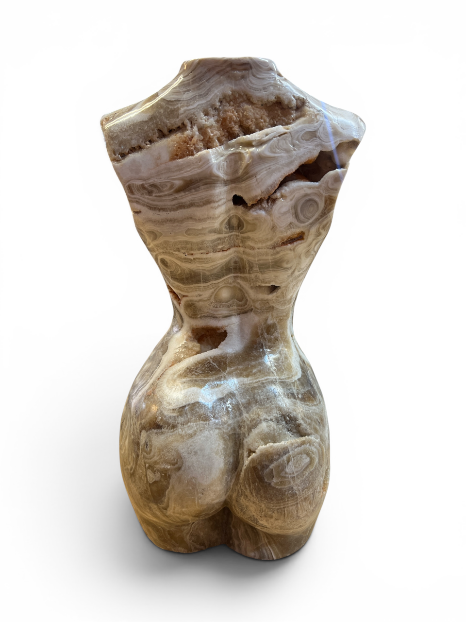 Chocolate Calcite Lady Figure - Hand Carved - 14" x 7"