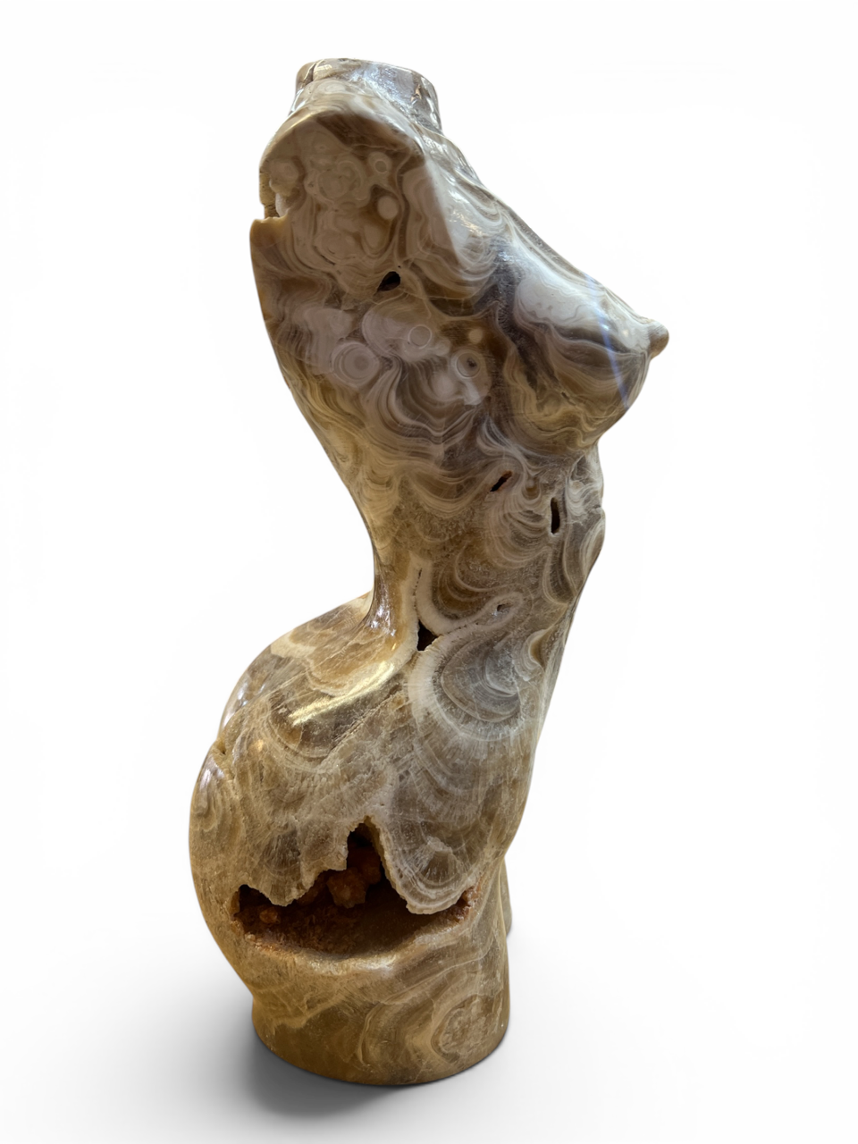 Chocolate Calcite Lady Figure - Hand Carved - 14" x 7"