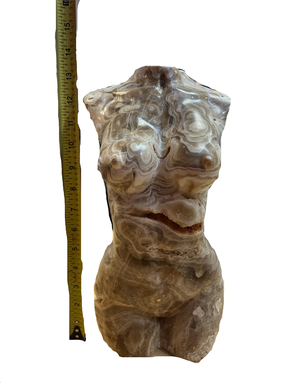 Chocolate Calcite Lady Figure - Hand Carved - 14" x 7"