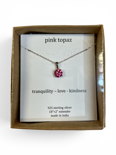Pink Topaz Pendant & Chain - .925 Sterling Silver