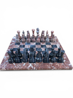 Mexican Onyx Chess Set - Includes Travel Case - 12" x 12"