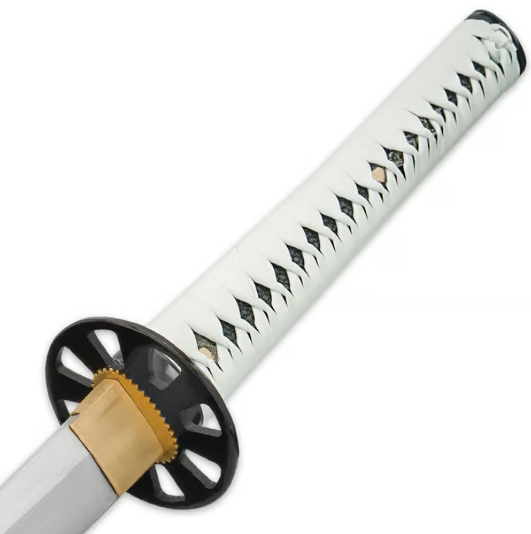 White Zombie Slayer Katana Sword And Leather Wrapped Scabbard