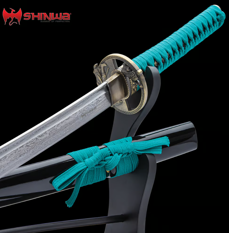 Shinwa Regal Katana Teal Sword Damascus