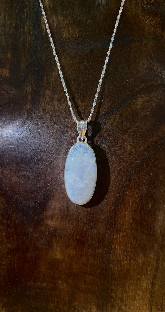 .925 Sterling Silver Moonstone Pendant (Chain Not Included)