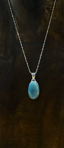 .925 Sterling Silver Larimar Pendant (Chain Not Included)