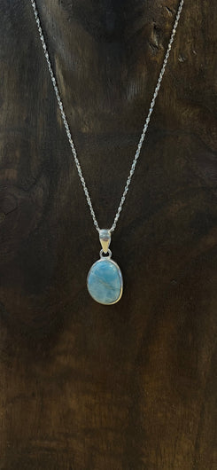 .925 Sterling Silver Larimar Pendant (Chain Not Included)